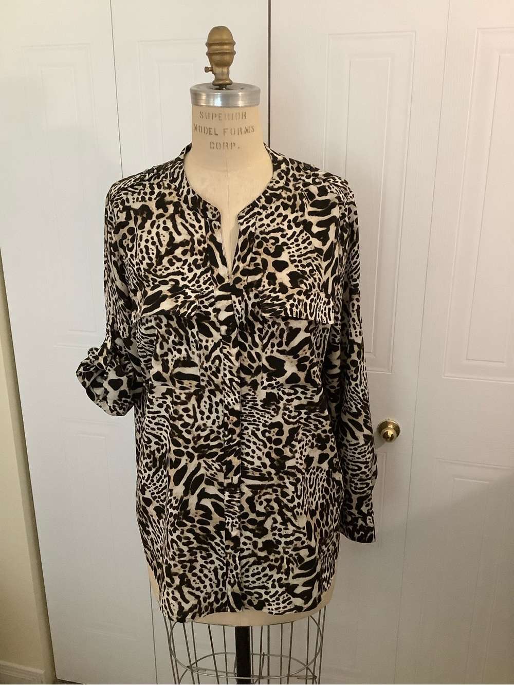 Calvin Klein Black and Cream Animal-Print Tunic